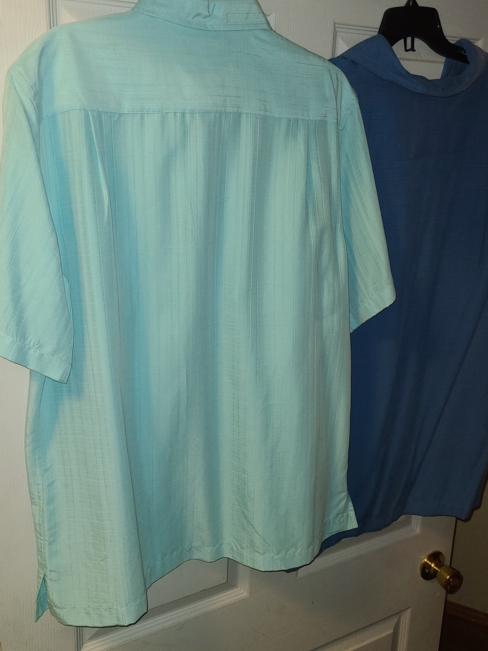 Roundtree & Yorke Men's Pale Aqua & Blue Short-Sleeve Button-Down Shirts Size L